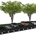 Multiple Parked Cars In Parking Lot With Trees Road Markings And Various Colors