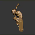 Golden Rabbit Robot Jumping On Skateboard Holding Lantern With Dynamic Pose