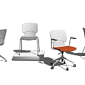 Modern Office Chairs In White Gray Orange Yellow With Stylish Design Wheels And Fixed Bases