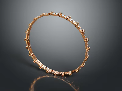 Elegant Golden Fashion Bracelet With Intricate Decorative Patterns And Shiny Finish 3d model