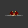 Stylish Red Hair Accessory With Black Dots Yellow Trim Pearl Decoration And White Wing Structure