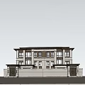 Modern Townhouse Exterior Design With Brown White Facade Large Windows And Balcony
