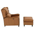 Brown Leather Single Recliner Sofa With Comfortable Ottoman And Adjustable Backrest 3d model