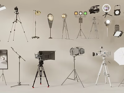 Essential Filmmaking And Photography Equipment Collection With Tripods Lights Cameras And Microphones 3d model