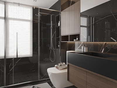 Modern Toilet Bathroom Toilet WC Public Toilet Bathroom Shower Room Toilet Washbasin Shower Partition Shower Room model