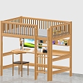 Children's Bed Boys and Girls Bed Table Combination Bed 3d model