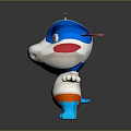Cute White Blue Orange Cartoon Creature With Big Eyes And Open Arms
