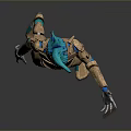 3D Rendered Sci Fi Game Character With Brown Blue Mechanical Armor And Blue Tablet
