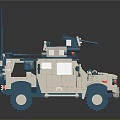 Electric Toy Armored Vehicle with Military Style Design Detailed Weapons and Blue Wheels
