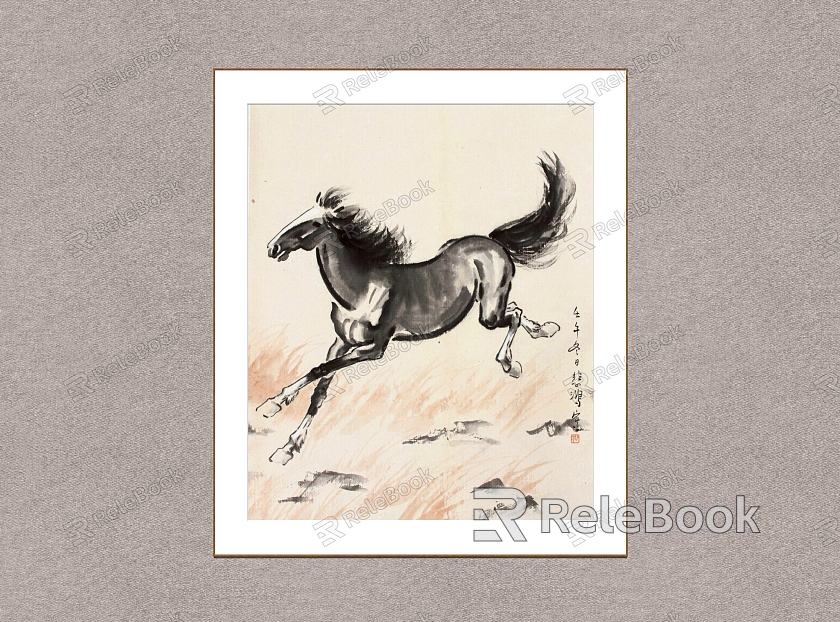 New Chinese Animal Painting Xu Beihong Running Horse model