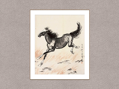 New Chinese Animal Painting Xu Beihong Running Horse model