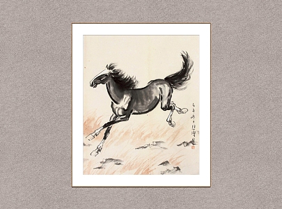 New Chinese Animal Painting Xu Beihong Running Horse 3d model