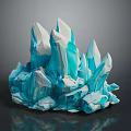 Blue And White Polygonal Ice Crystal Sculpture With Sharp Spikes And Reflective Surface 3d model