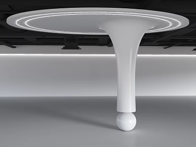 Modern White Pillar With Circular Top Ring Lights And Spherical Base In Interior 3d model