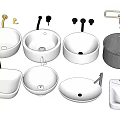 Collection of Stylish Washbasins in Various Shapes Colors and Faucet Accessories