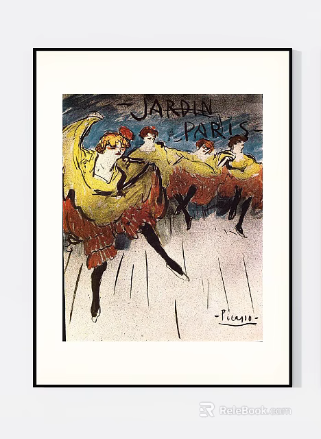 Abstract Painting by Picasso Featuring Dancers in Yellow and Red Costumes Paris Jardin 3d model 