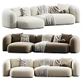 Cozy Modern Style Sofas With Decorative Pillows And Warm Blankets In Different Colors 3d model