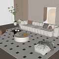 Modern Sofa Coffee Table Combination Lazy Sofa Floor Lamp Hanging Picture Side Green Fruit 3d model
