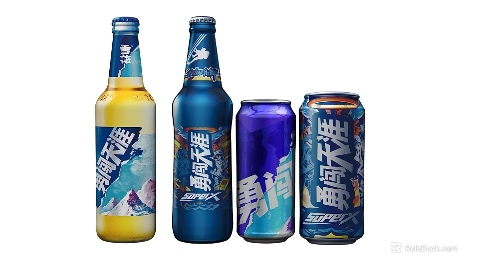 Vibrant Colorful Beer Bottles And Cans With Modern Label Designs For Refreshment 3d model 