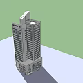Modern High Rise Office Building With Multiple Windows And Main Entrance 3d model