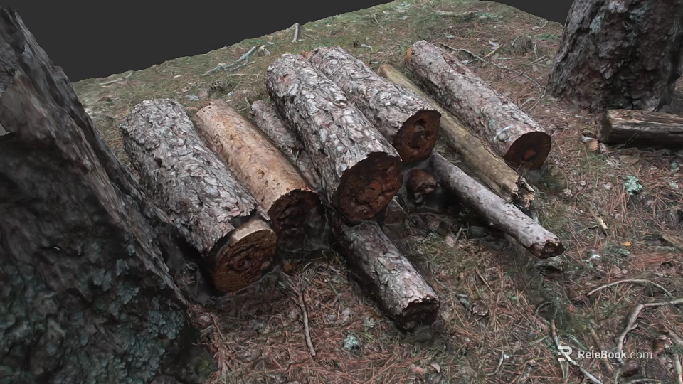 Stacked Seasoned Firewood Logs for Cozy Fireplace in Natural Outdoor Setting 3d model 