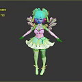 Colorful Fairy Character With Turquoise Pigtails Green Wings And Teal Yellow Dress
