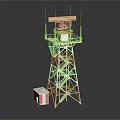 Red And White Metal Communication Tower Building Structure With Small Base Construction 3d model