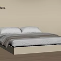 Poliform Double Bed With Modern Minimalist Design Light Frame And Gray White Bedding 3d model