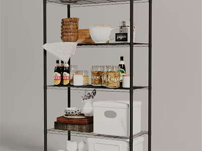 Modern Bathroom Cabinet Rack With Multiple Shelves And Storage Toiletries Bottles 3d model