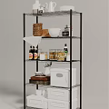 Modern Bathroom Cabinet Rack With Multiple Shelves And Storage Toiletries Bottles