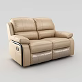 Modern Beige Leather Sofa Set With Comfortable Seats And Armrests For Living Room