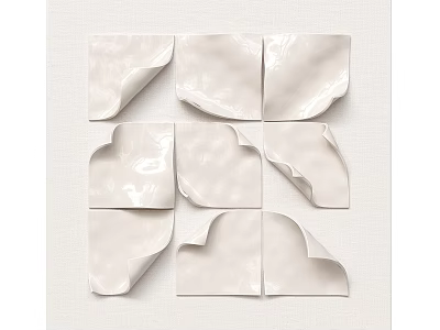 Light Colored Wall Decor With Nine Different Shapes And Glossy Texture On Grid 3d model