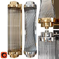 Modern Wall Lamps With Vertical Striped Shades And Metallic Gold Silver Frames