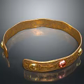 Stylish Golden Metal Hardware Tool Ring Featuring Red And Yellow Gemstone Accents