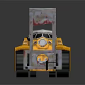 Yellow Industrial Forklift With Number 6 Front Forks And Track Wheels