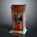 Antique Wooden Cabinet With Carved Design Double Doors Round Glass And Square Base