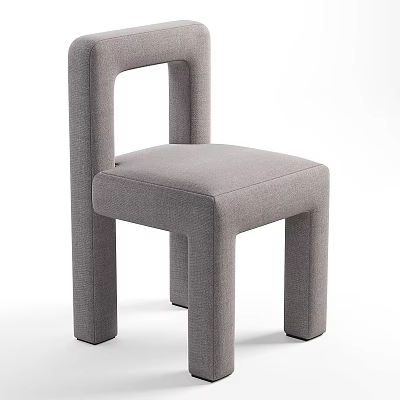Modern Minimalist Gray Fabric Accent Chair With Square Frame For Home Living Room 3d model