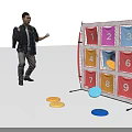 Interactive Zone Nine Grid Number Board Game With Colorful Throwing Discs For Family Fun
