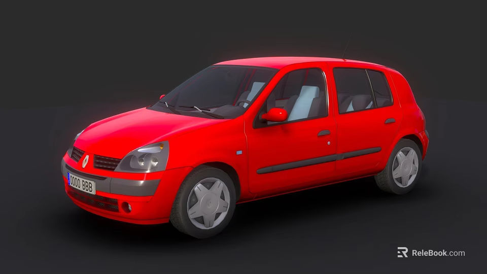 Red Compact Hatchback Car With Five Door Design And Alloy Wheels 3d model 
