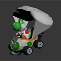 Green Character Driving Parachute Cart With White Gloves And Green White Wheels