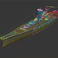 Battleship Warship With Gray Hull Brown Bottom Main Turrets And Superstructure