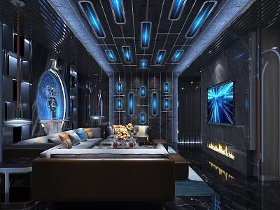 Modern Luxury KTV Private Room Interior With Sofa TV And Lighting 3d model