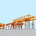 Orange Industrial Crane Equipment With Heavy Duty Metal Frame And Support Structures