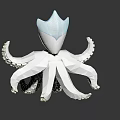 Two White Stylized Octopus Aquatic Animal 3D Models With Minimalist Design 3d model