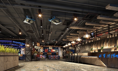 INDUSTRIAL LOFT Cafe 3d model