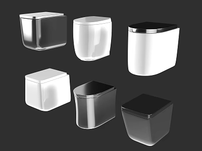 Contemporary Toilet Designs With Modern Styles Different Shapes And Glossy Surfaces 3d model