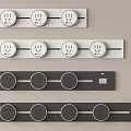 Contemporary Electrical Power Strips In White And Gray With Multiple Round Outlets
