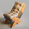 Comfortable Leisure Chair With Wooden Frame Beige Button Tufted Cushion And Cross Leg Design