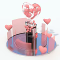 Interactive Zone Decorated With Pink Heart Shaped Balloons And Installations 3d model