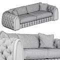 Elegant Blue Velvet Two Seater Sofa With Tufted Design And Decorative Pillows
